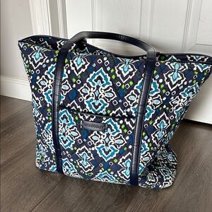 Vera Bradley Navy and Teal Patterned Tote